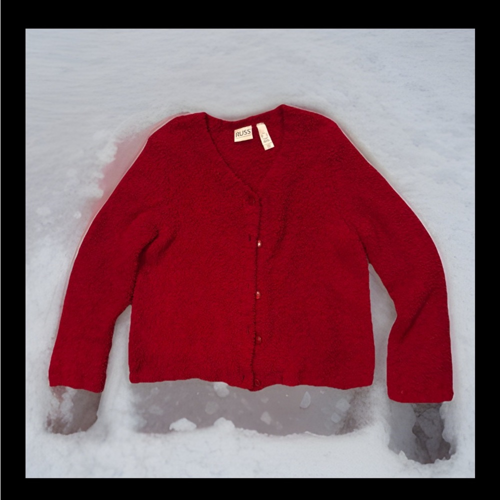 Russ Women's Deep Red Cardigan Sweater